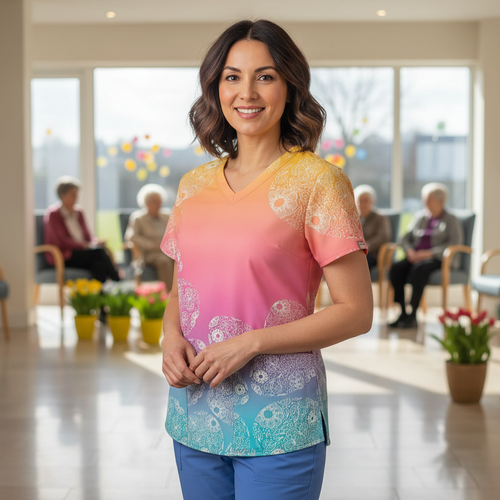 Easter Egg Women’s Scrub Top – V-Neck Medical Tunic Shirt | EU/USA Sizing